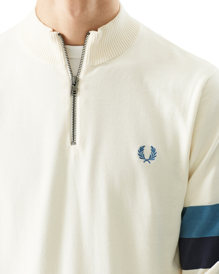 Herre | Gensere | Fred Perry | Funnel Neck Knitted Zip Jumper Ecru