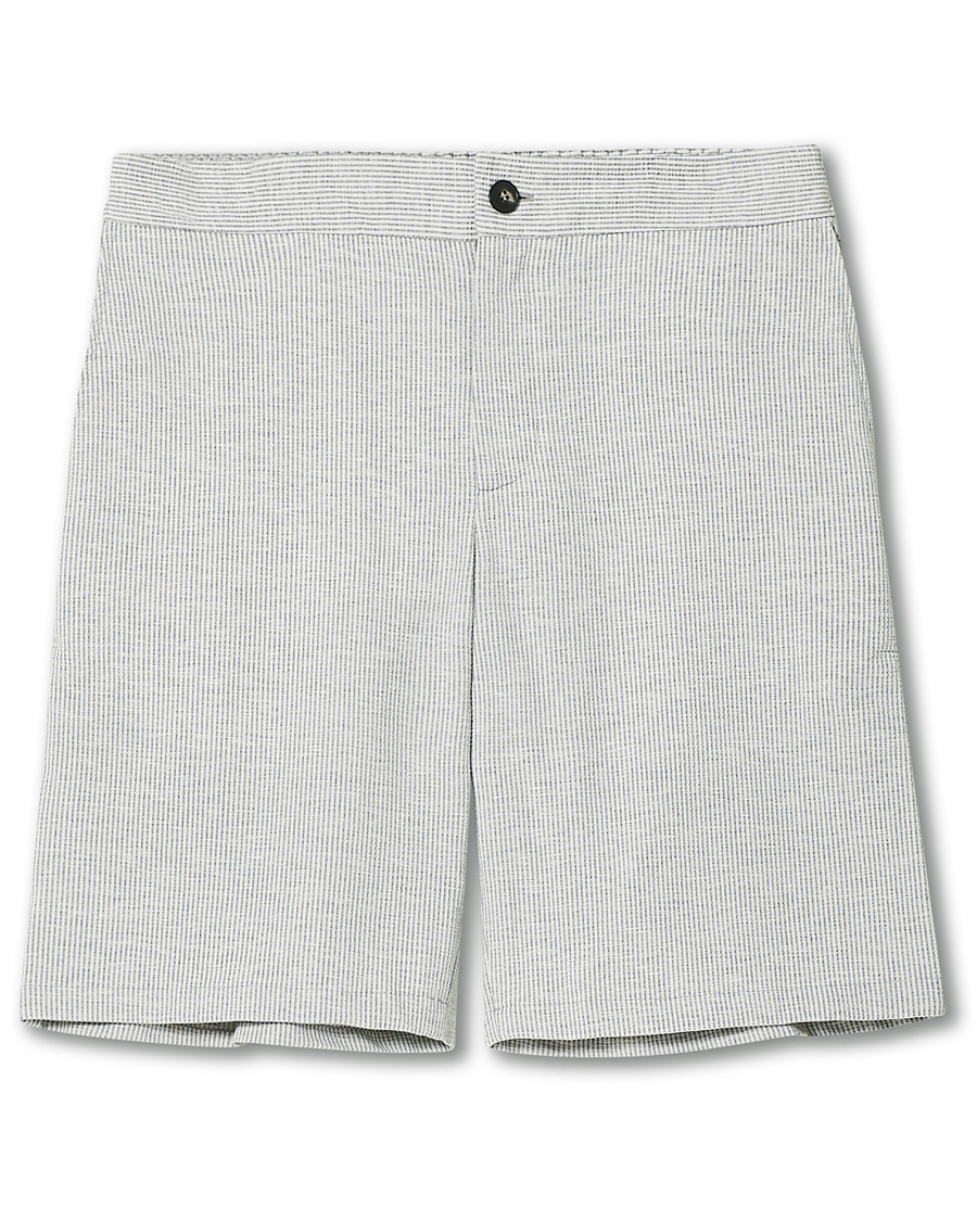 Herre | Shorts | Harris Wharf London | Cool Max Seersucker Shorts Light Grey