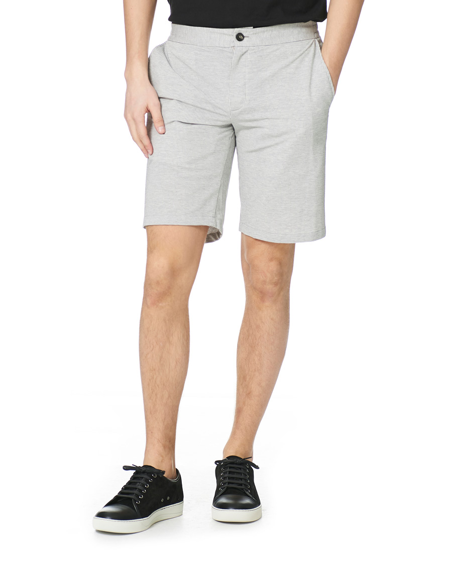 Herre | Shorts | Harris Wharf London | Cool Max Seersucker Shorts Light Grey