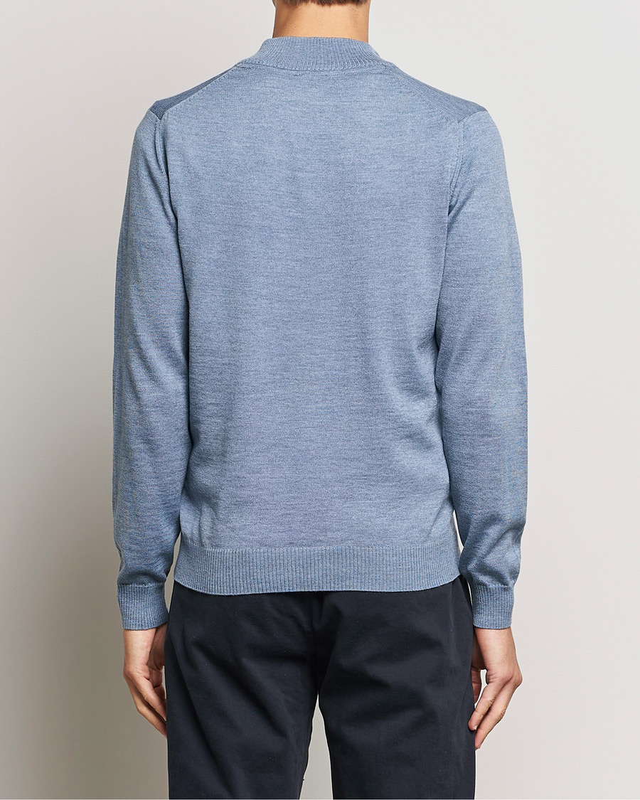 Herre | Gensere | Stenströms | Merino Half Zip Light Blue