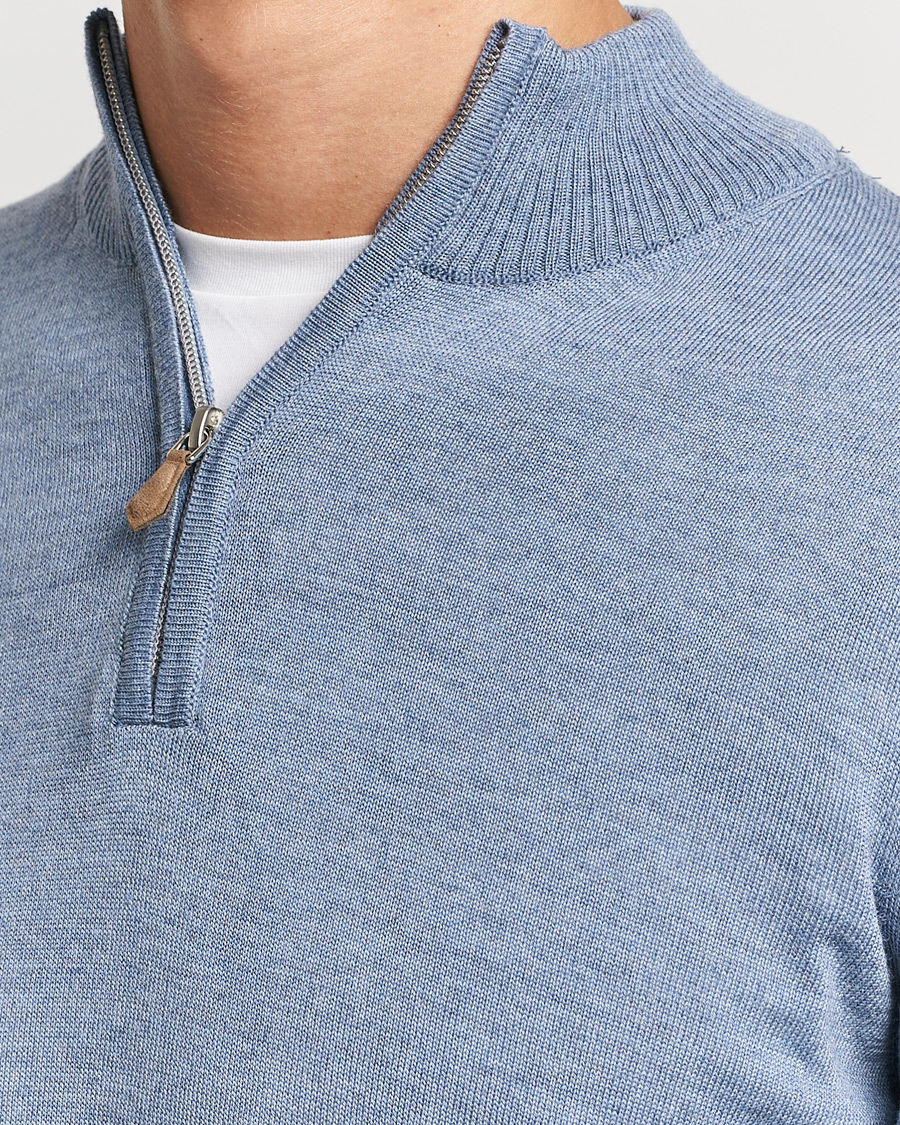 Herre | Gensere | Stenströms | Merino Half Zip Light Blue