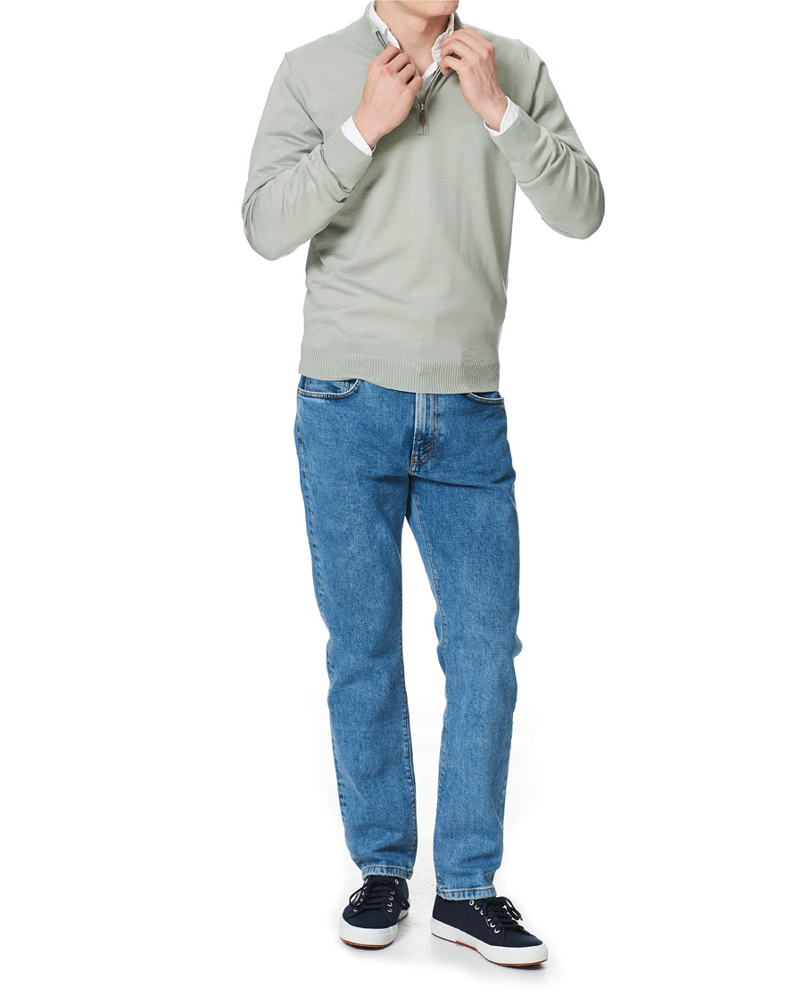 Herre | Gensere | Stenströms | Merino Half Zip Pistachio