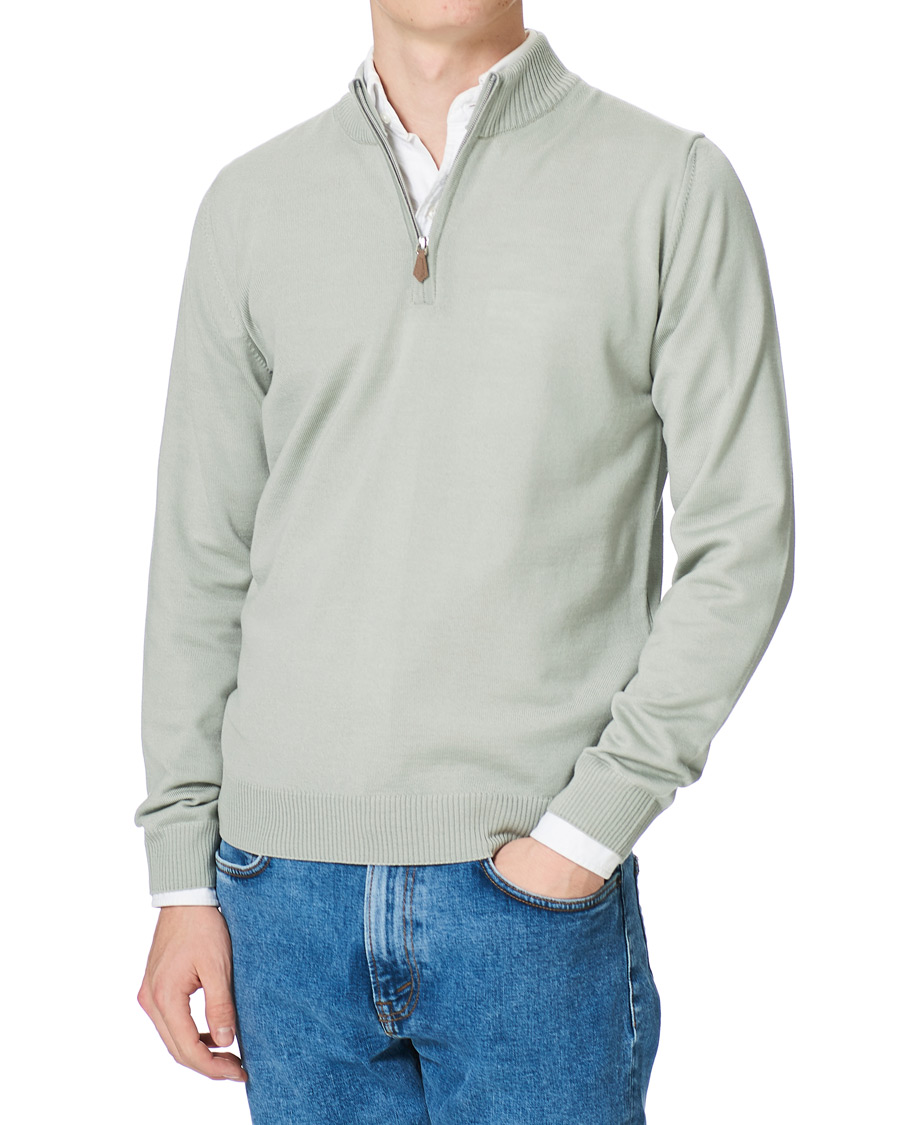Herre | Gensere | Stenströms | Merino Half Zip Pistachio