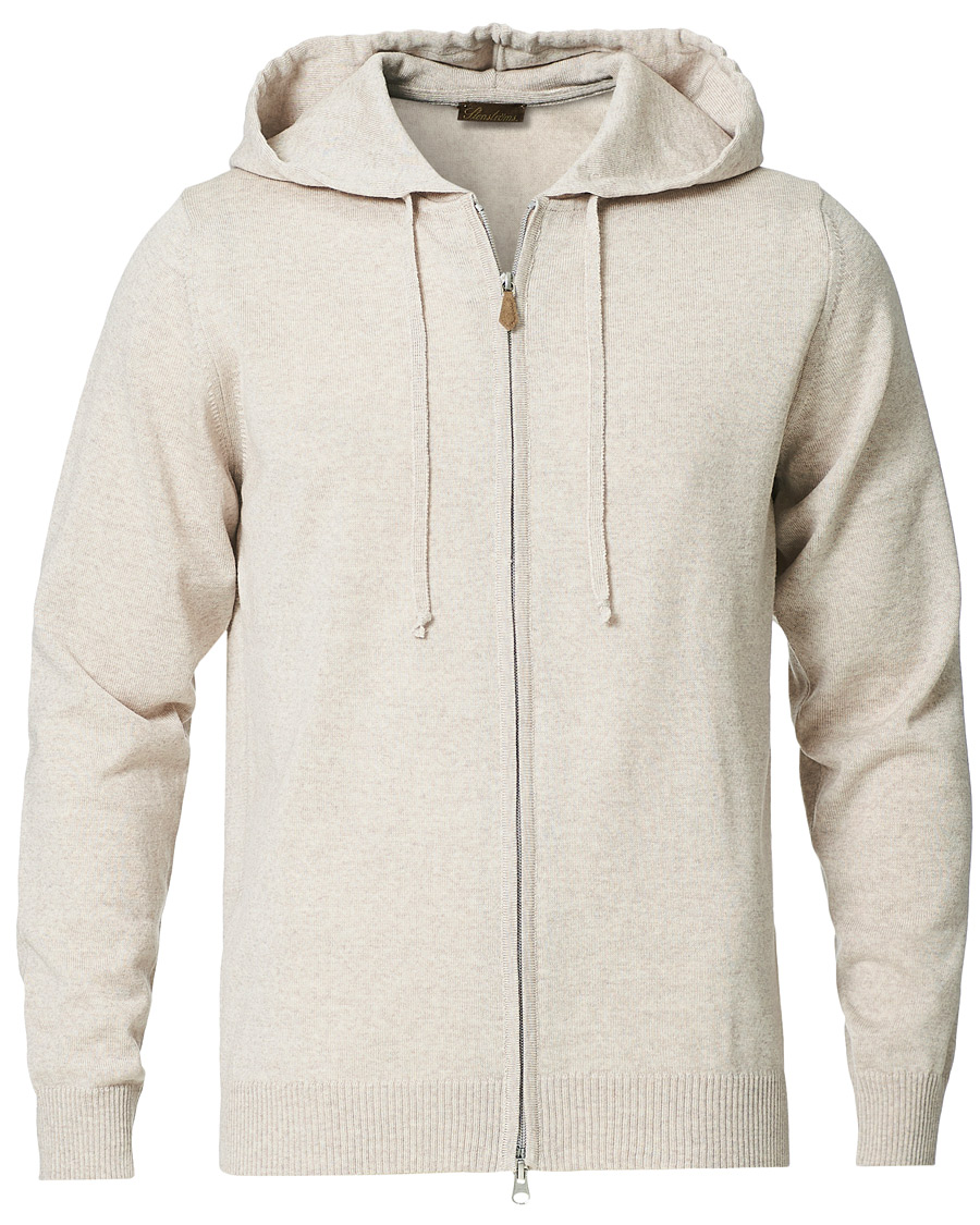 Herre | Gensere | Stenströms | Merino Full Zip Hoodie Beige
