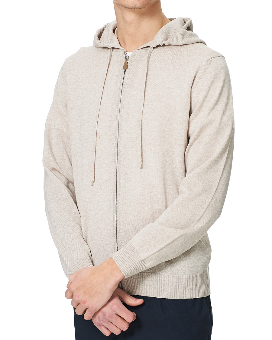 Herre | Gensere | Stenströms | Merino Full Zip Hoodie Beige