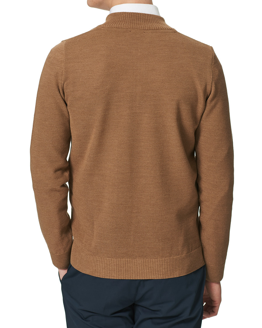Herre | Gensere | Stenströms | Textured Merino Half Zip Brown