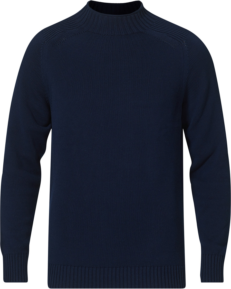 Herre | Gensere | Stenströms | Cotton Mock Neck Sweater Navy