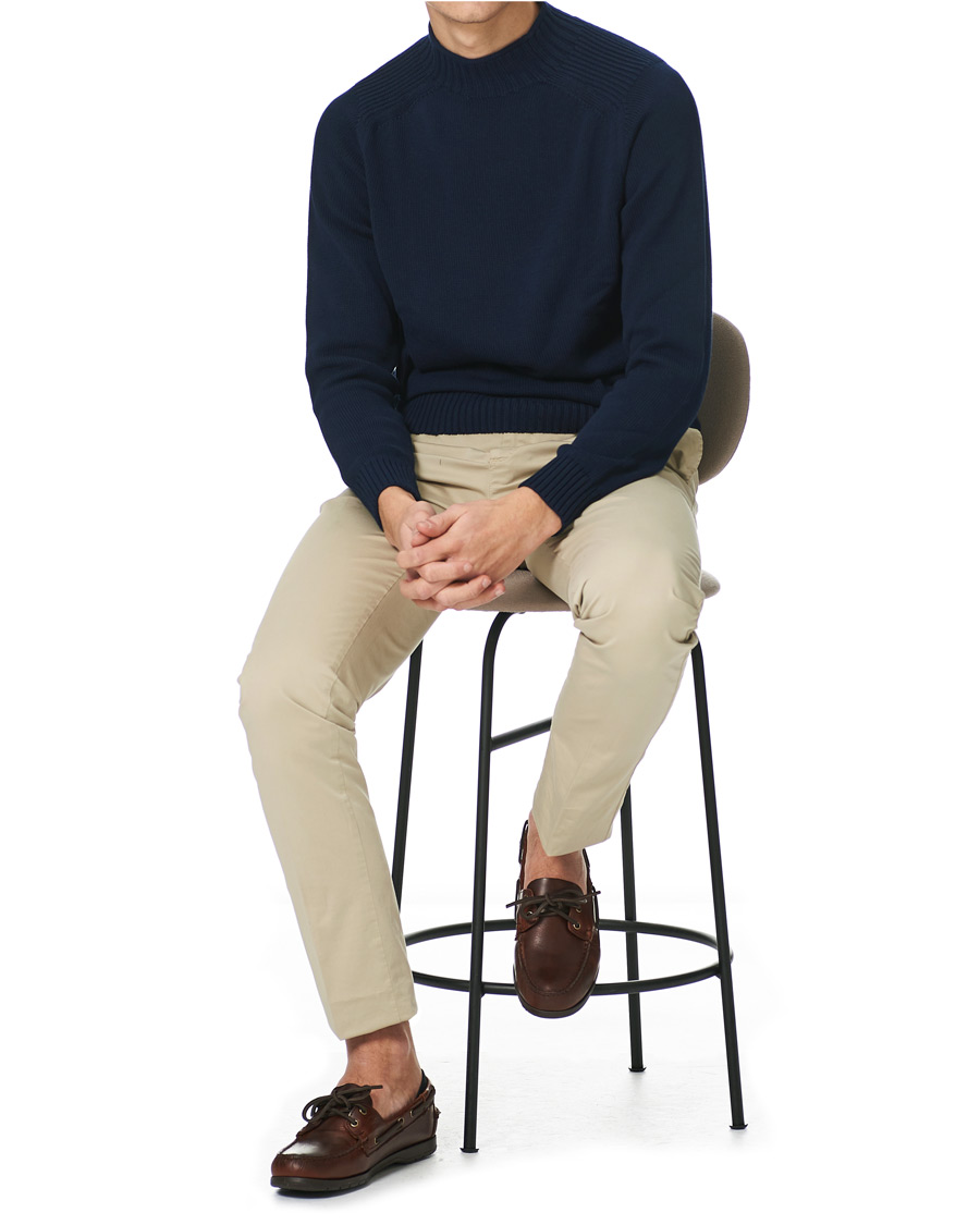 Herre | Gensere | Stenströms | Cotton Mock Neck Sweater Navy