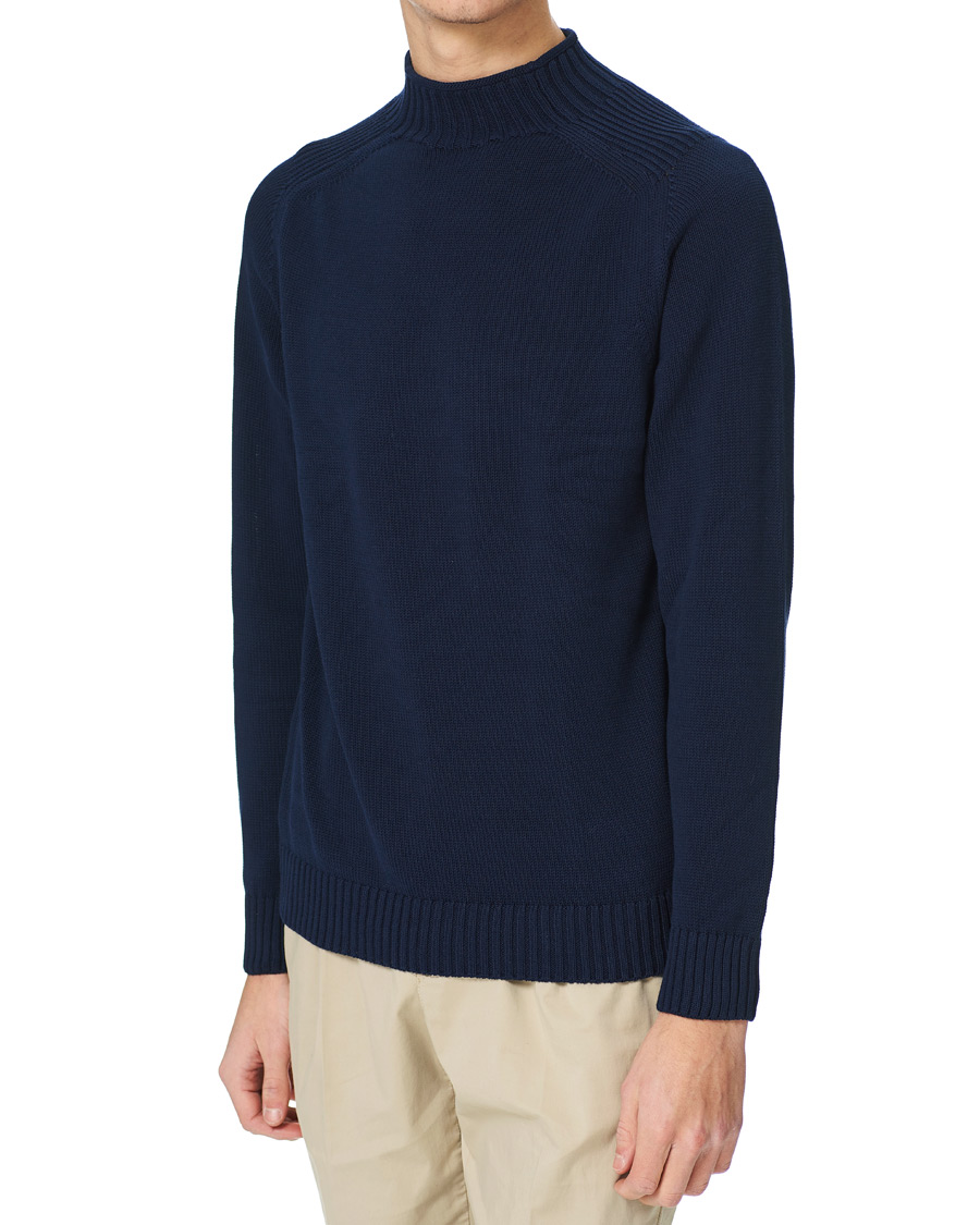 Herre | Gensere | Stenströms | Cotton Mock Neck Sweater Navy