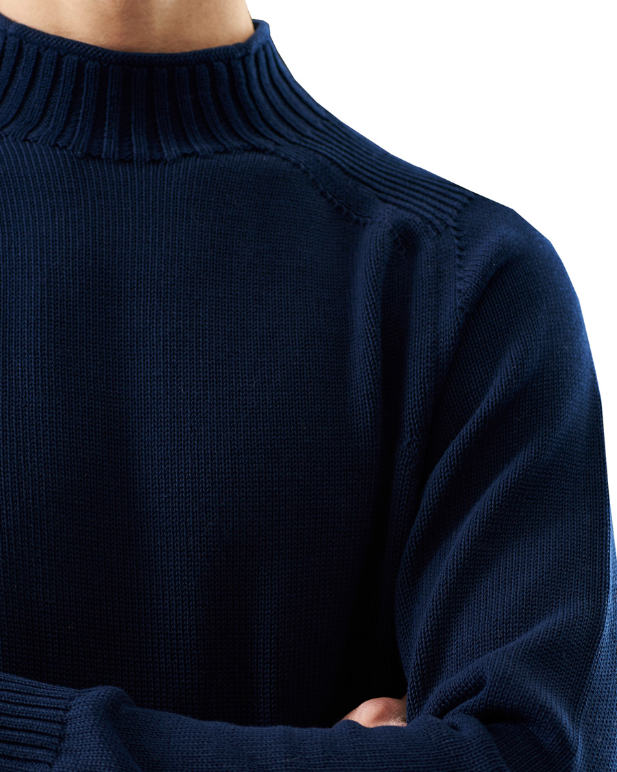 Herre | Gensere | Stenströms | Cotton Mock Neck Sweater Navy