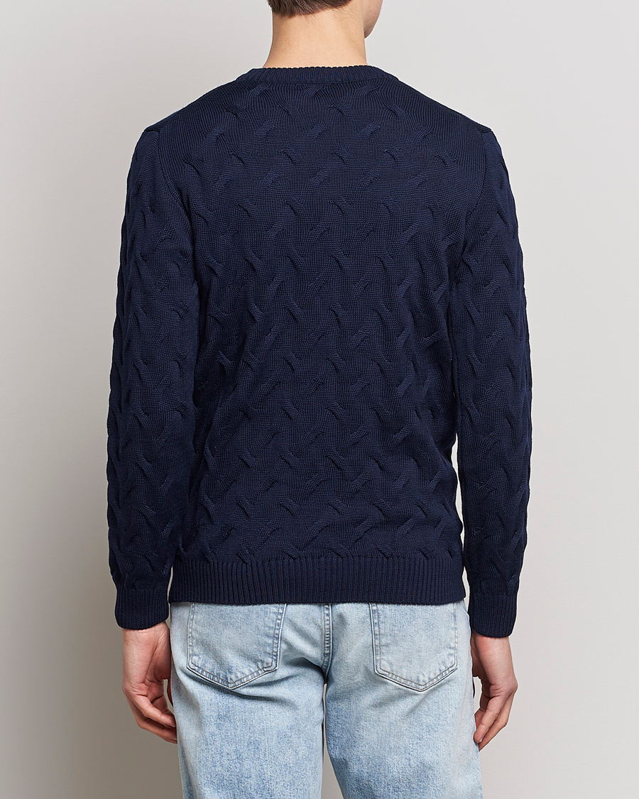 Herre | Gensere | Stenströms | Heavy Cable Merino Crew Neck Navy