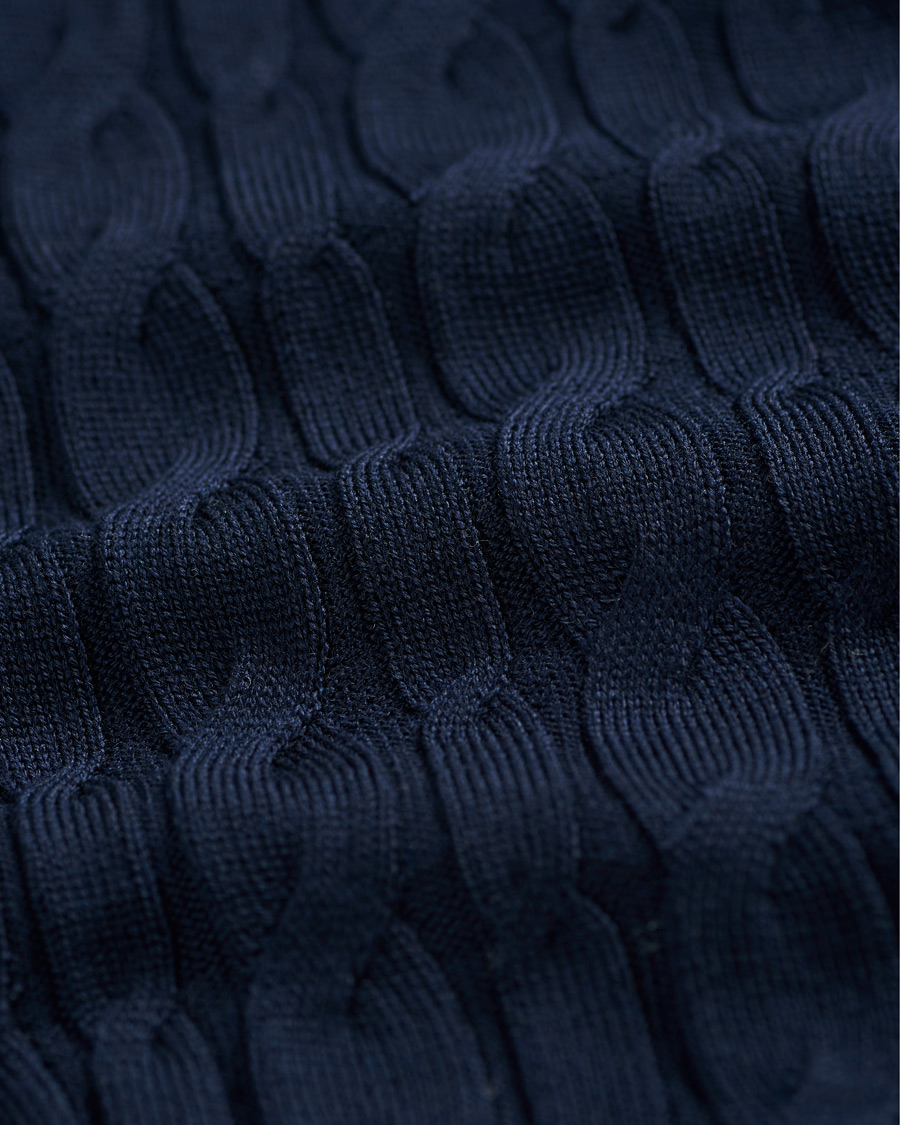 Herre | Gensere | Stenströms | Contrast Merino Cable Cardigan Navy