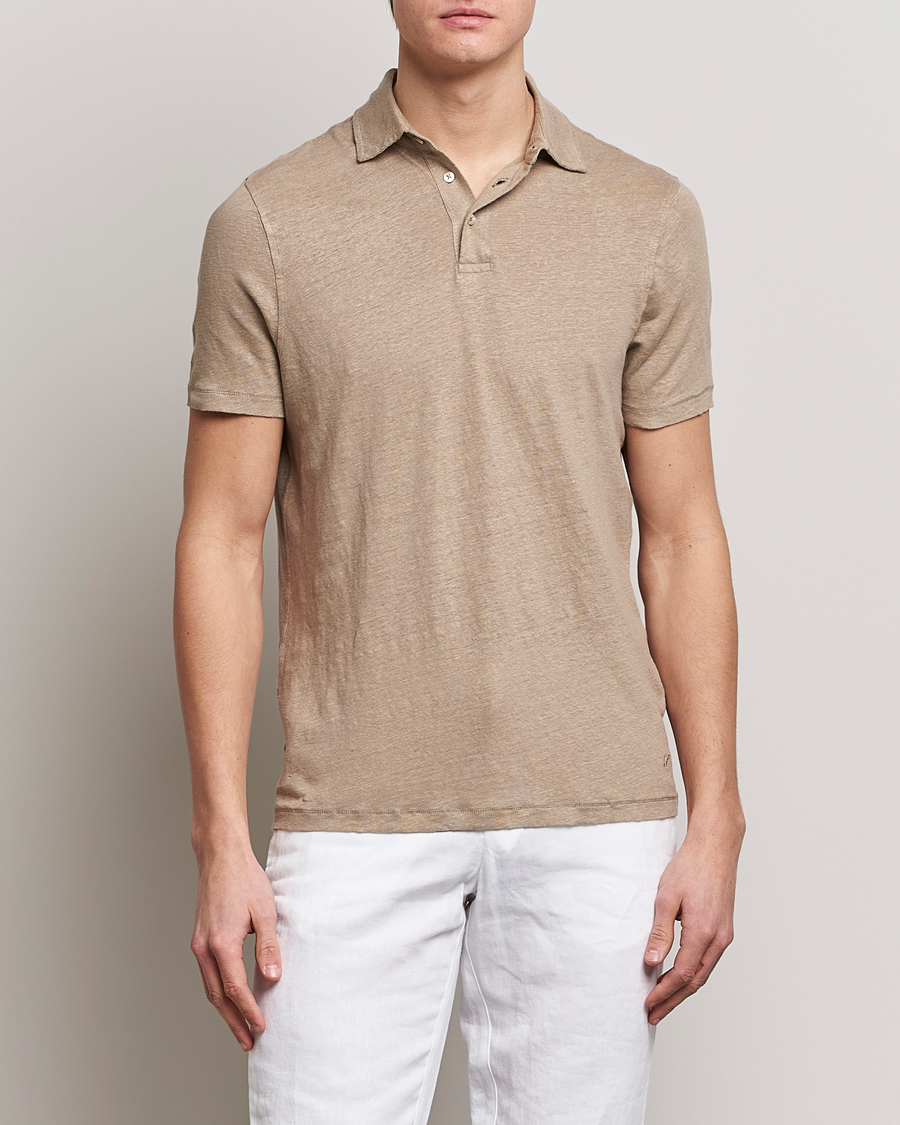 Herre |  | Stenströms | Linen Polo Shirt Beige