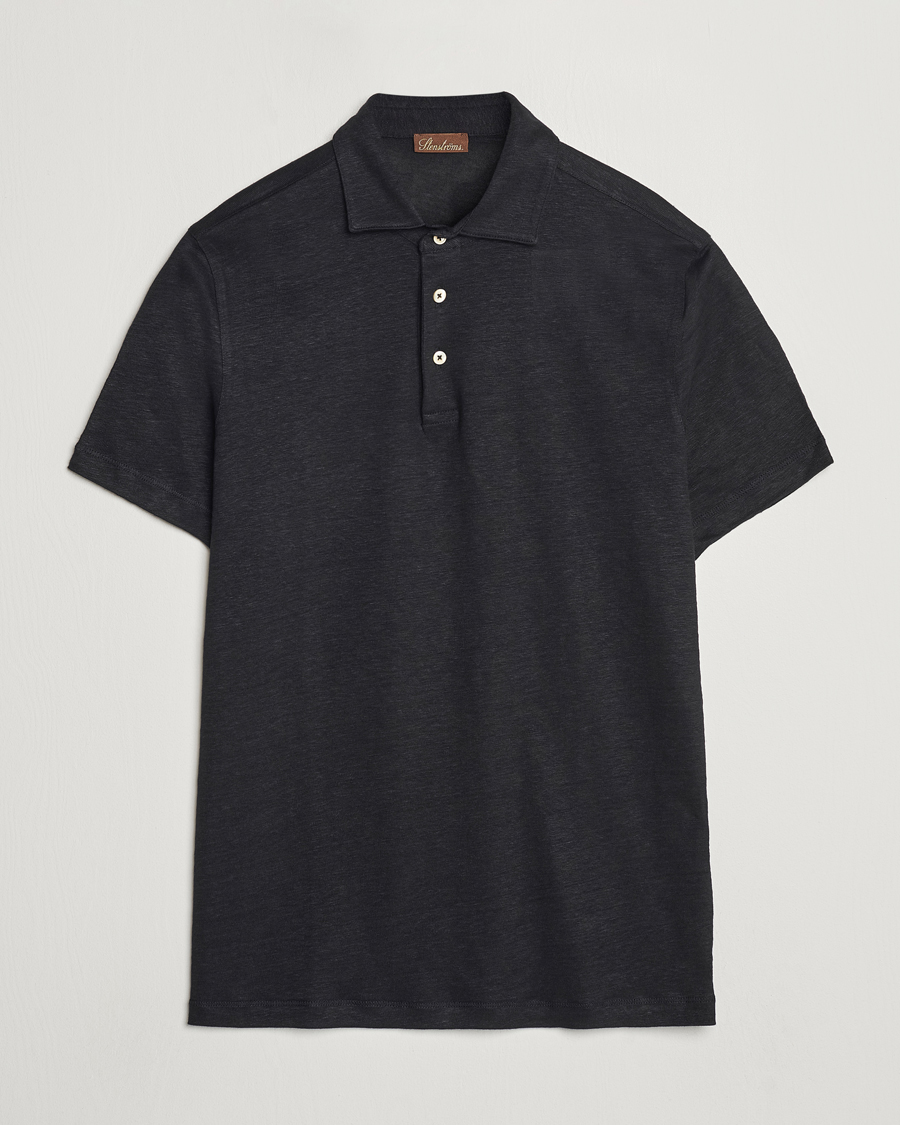 Herre | Pikéer | Stenströms | Linen Polo Shirt Black