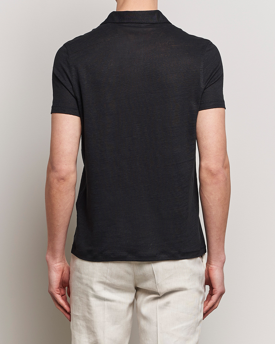 Herre | Pikéer | Stenströms | Linen Polo Shirt Black