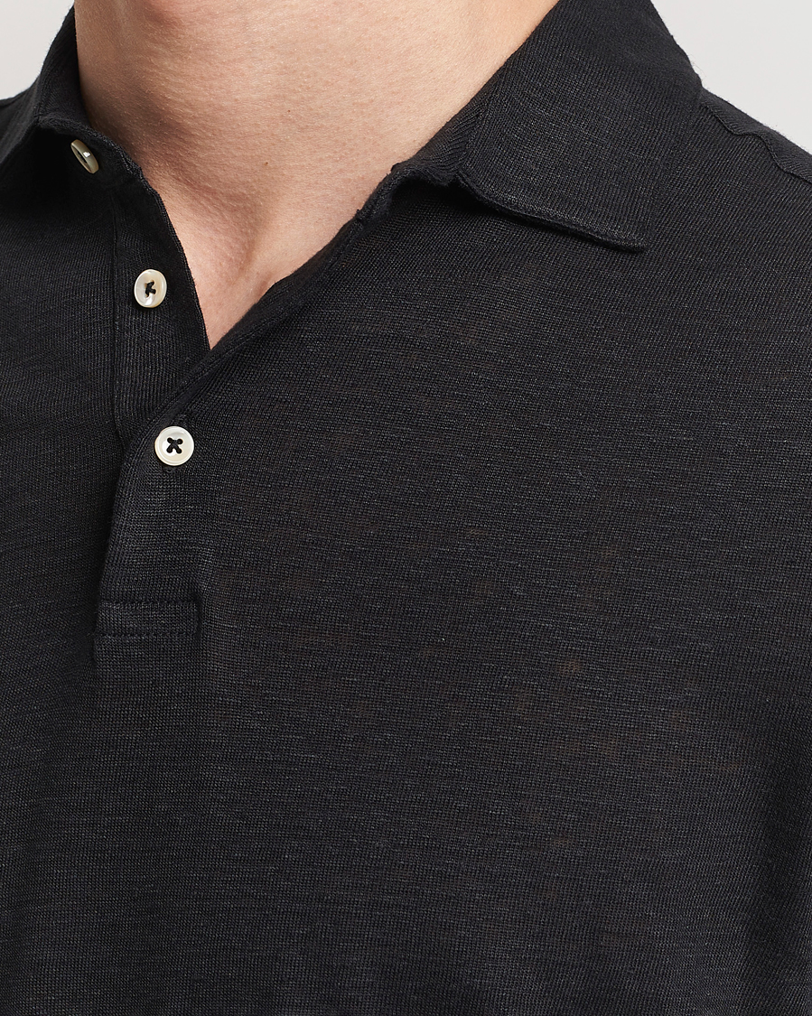 Herre | Pikéer | Stenströms | Linen Polo Shirt Black