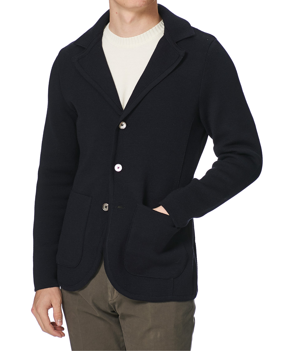 Herre | Dressjakker | Stenströms | Milano Knitted Merino Blazer Navy