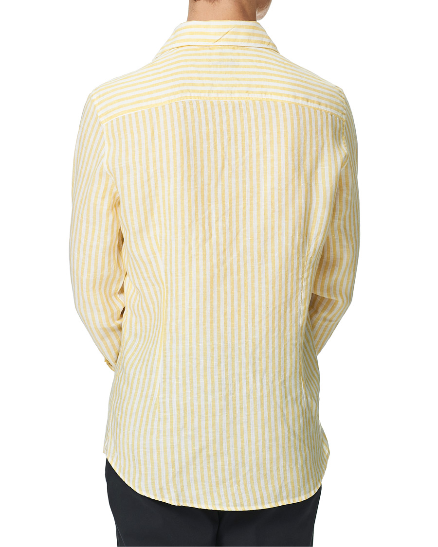 Herre | Skjorter | Stenströms | Slimline Cut Away Striped Linen Shirt Yellow