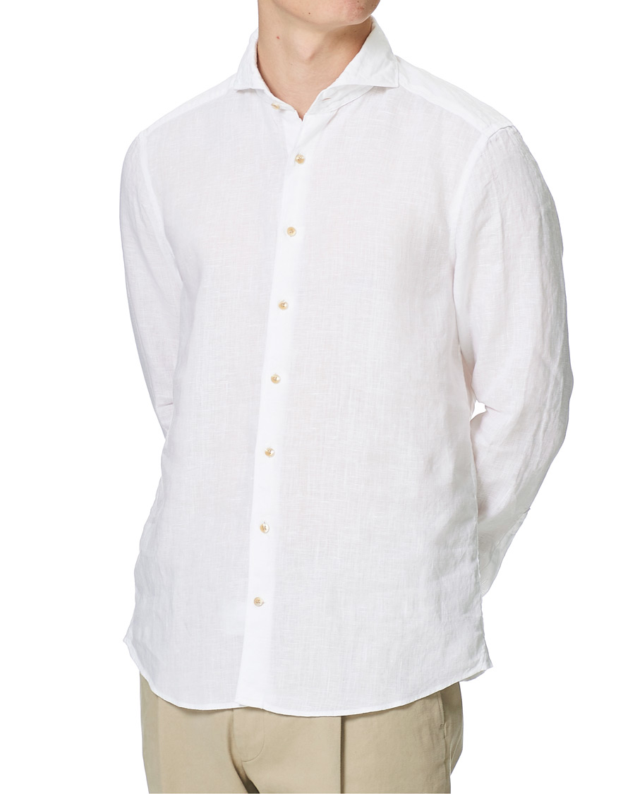 Herre | Skjorter | Stenströms | Slimline Cut Away Linen Shirt White