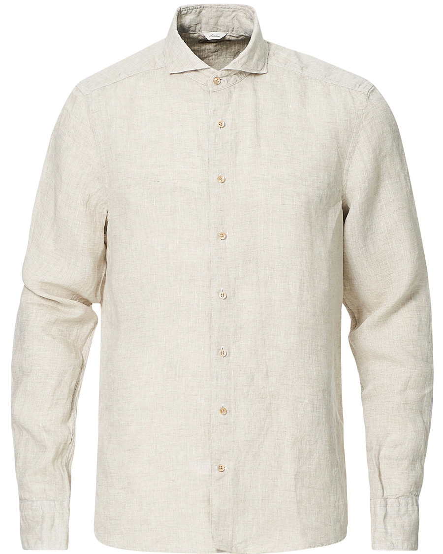 Herre | Skjorter | Stenströms | Slimline Cut Away Linen Shirt Beige
