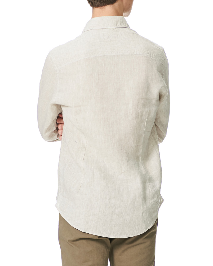 Herre | Skjorter | Stenströms | Slimline Cut Away Linen Shirt Beige