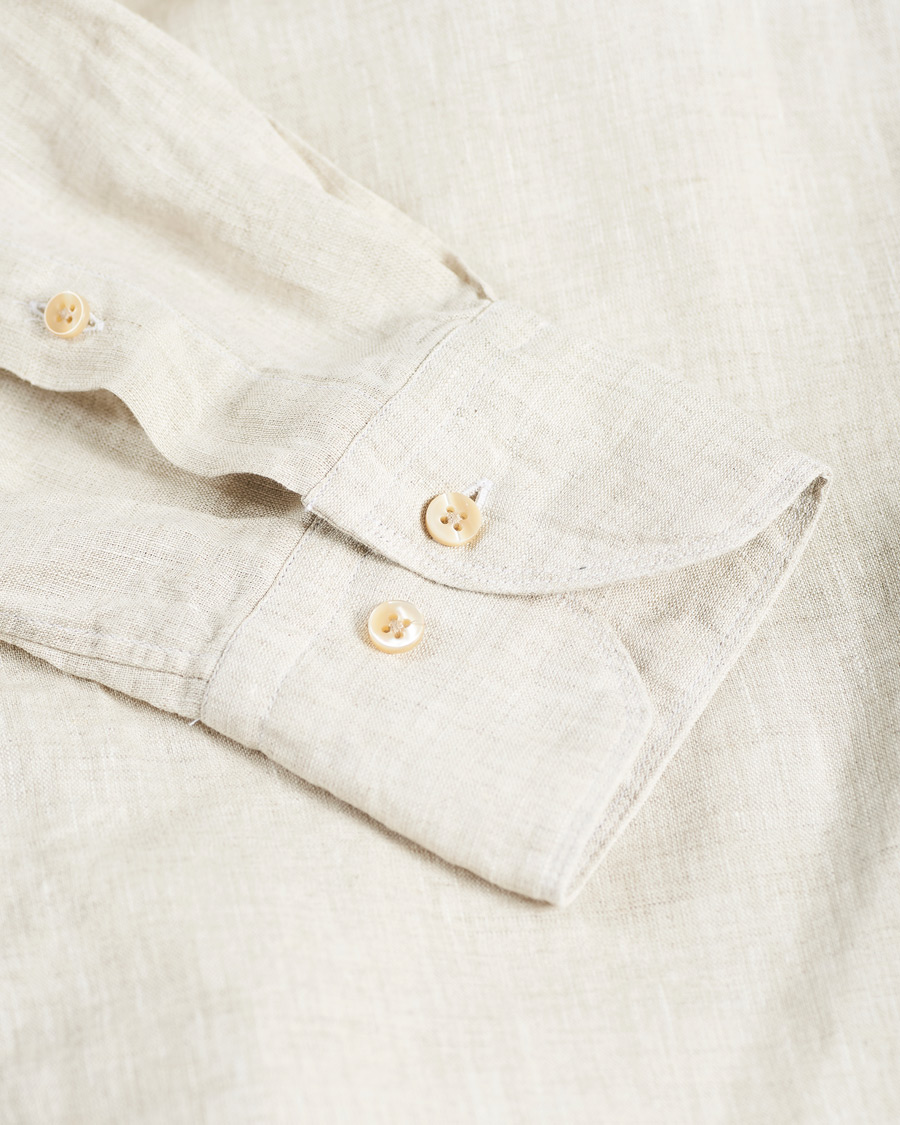 Herre | Skjorter | Stenströms | Slimline Cut Away Linen Shirt Beige