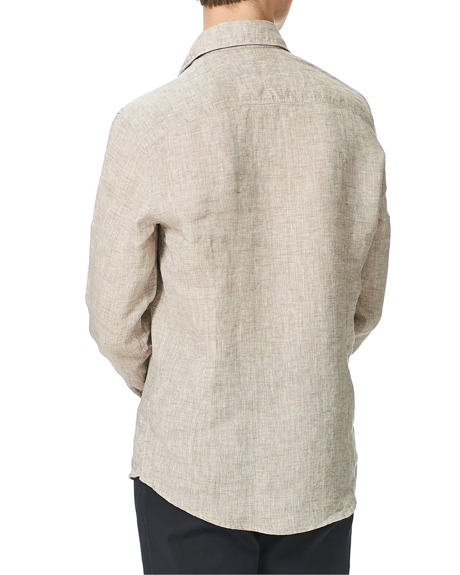 Herre | Skjorter | Stenströms | Slimline Cut Away Linen Shirt Taupe