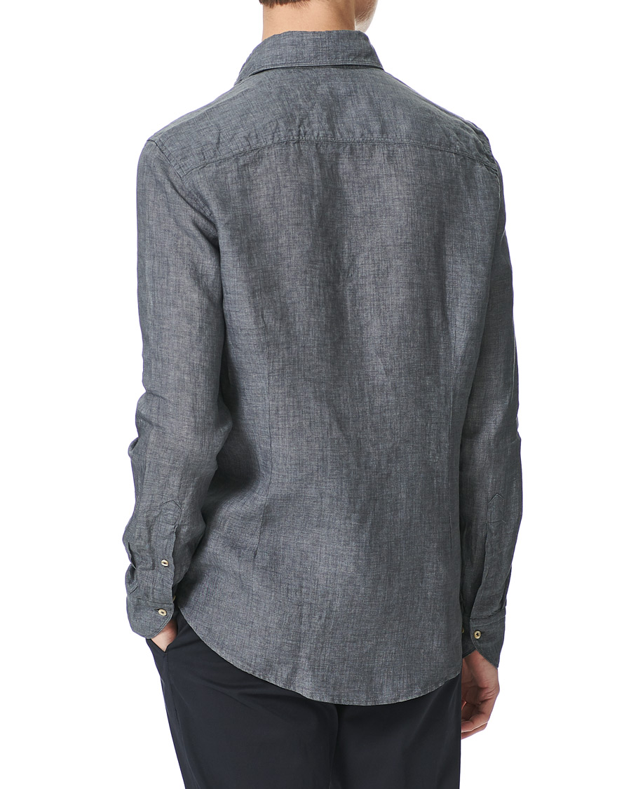 Herre | Skjorter | Stenströms | Slimline Cut Away Linen Shirt Dark Grey