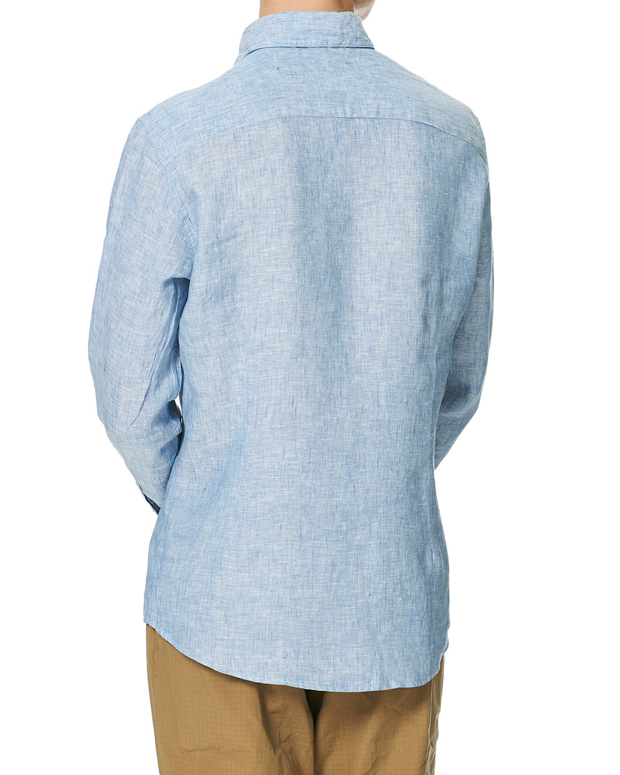 Herre | Skjorter | Stenströms | Slimline Button Down Linen Shirt Light Blue