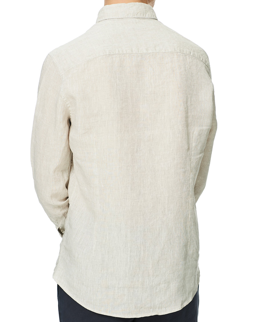 Herre | Skjorter | Stenströms | Slimline Button Down Linen Shirt Beige