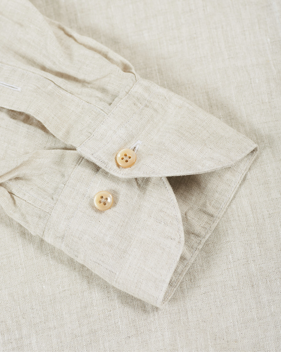 Herre | Skjorter | Stenströms | Slimline Button Down Linen Shirt Beige