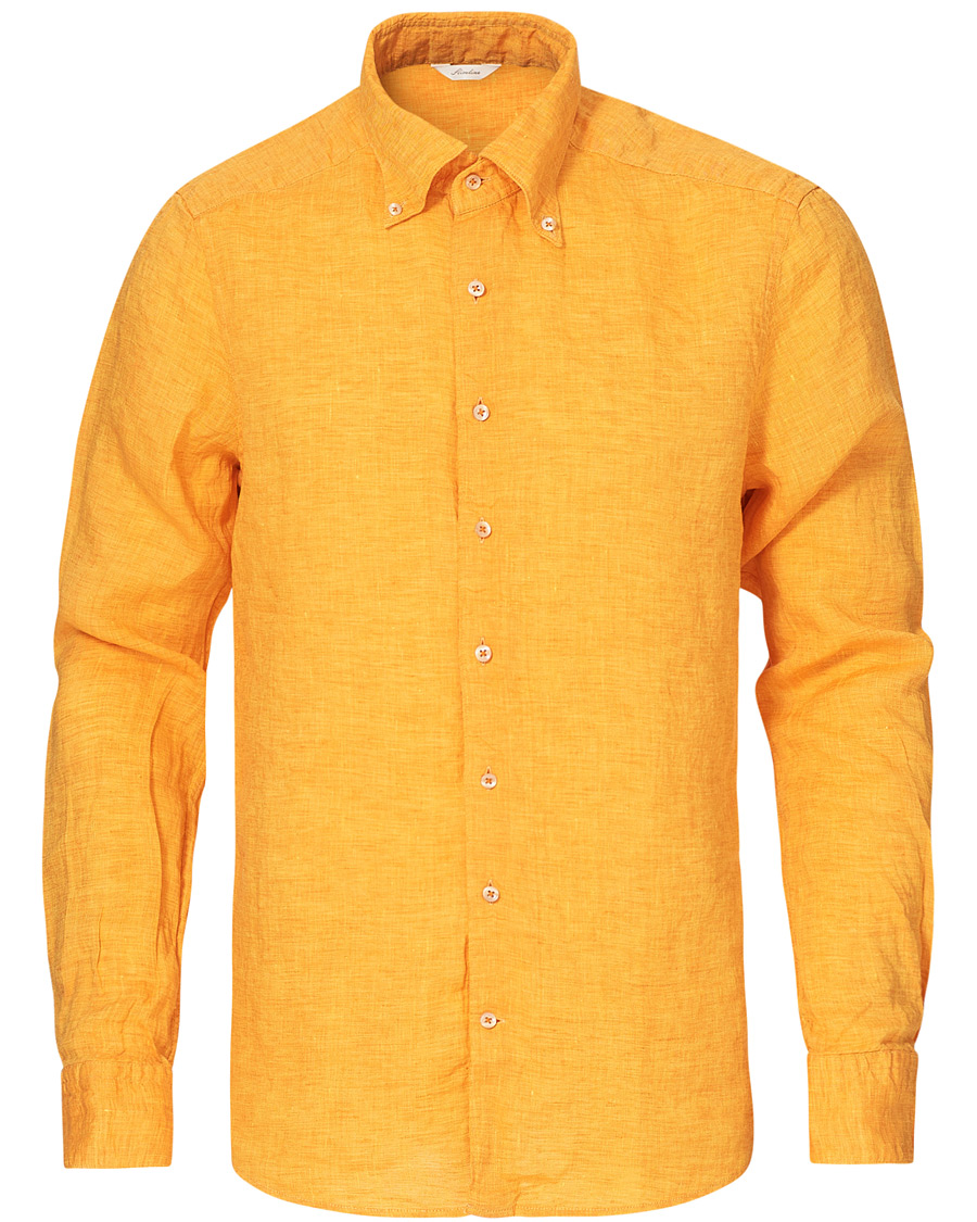 Herre | Skjorter | Stenströms | Slimline Button Down Linen Shirt Orange