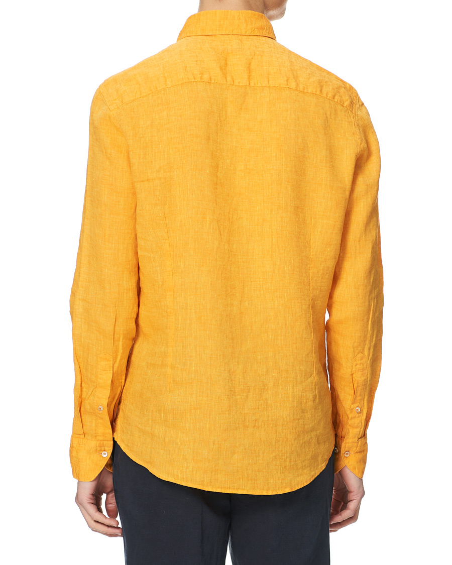 Herre | Skjorter | Stenströms | Slimline Button Down Linen Shirt Orange