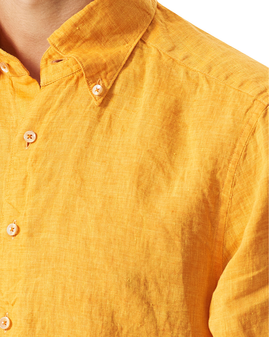 Herre | Skjorter | Stenströms | Slimline Button Down Linen Shirt Orange
