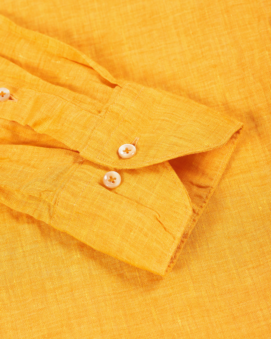 Herre | Skjorter | Stenströms | Slimline Button Down Linen Shirt Orange
