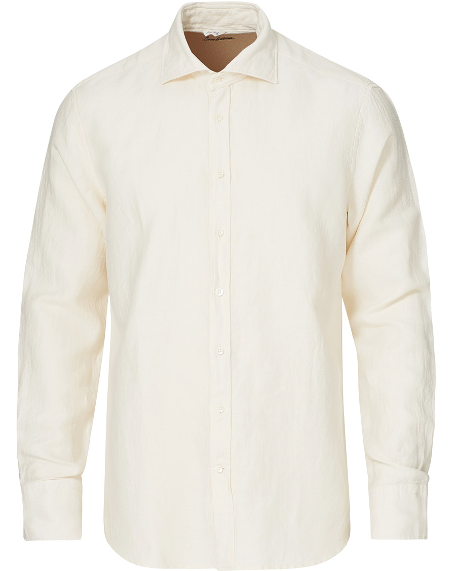 Herre | Skjorter | Stenströms | Fitted Body Heavy Washed Cotton/Linen Shirt White