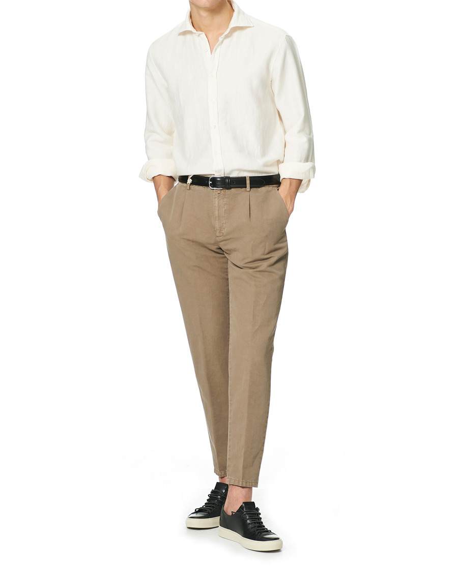 Herre | Skjorter | Stenströms | Fitted Body Heavy Washed Cotton/Linen Shirt White