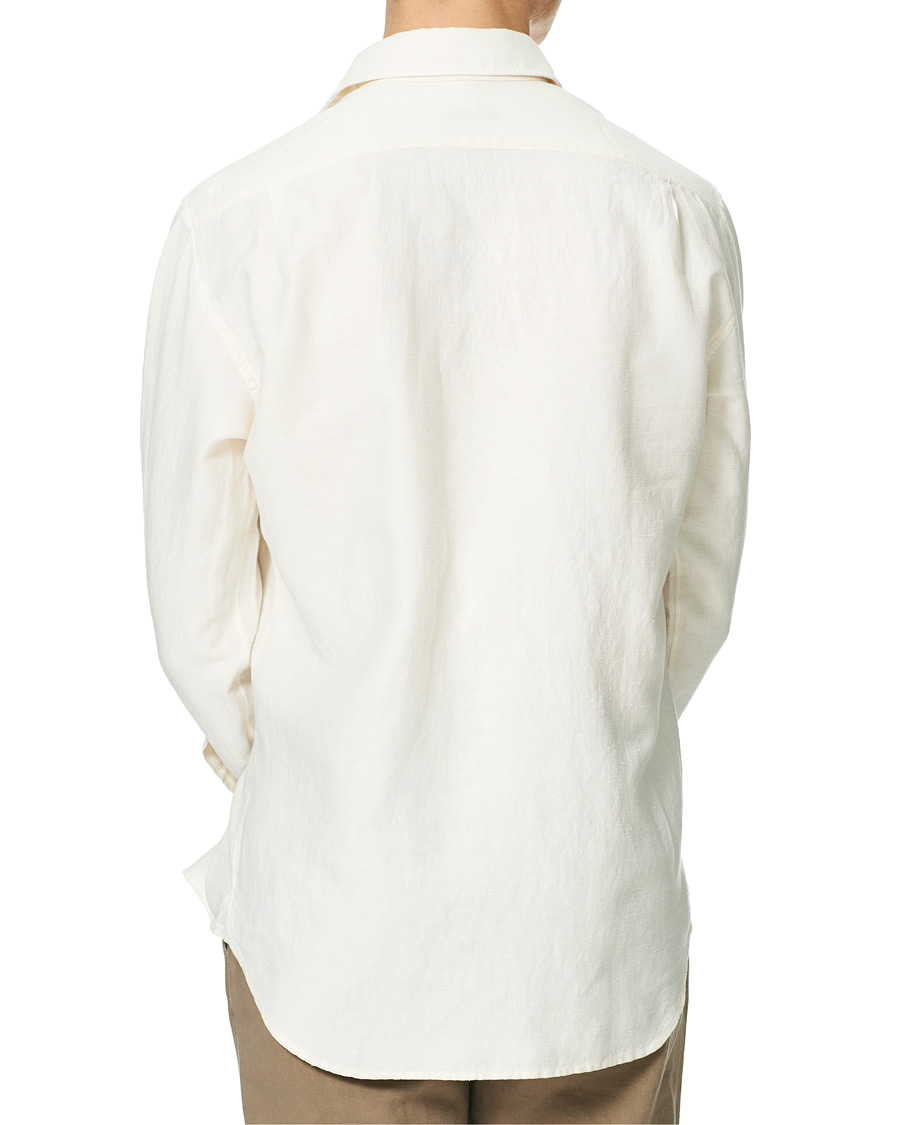 Herre | Skjorter | Stenströms | Fitted Body Heavy Washed Cotton/Linen Shirt White