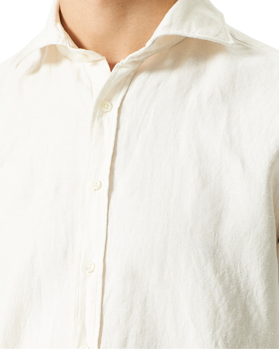Herre | Skjorter | Stenströms | Fitted Body Heavy Washed Cotton/Linen Shirt White