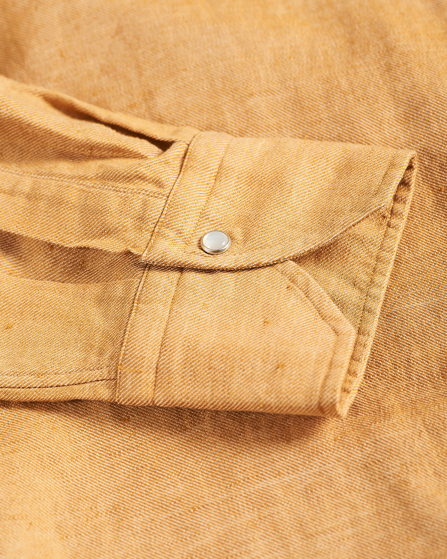 Herre | Skjorter | Stenströms | Fitted Body Heavy Washed Cotton/Linen Shirt Orange
