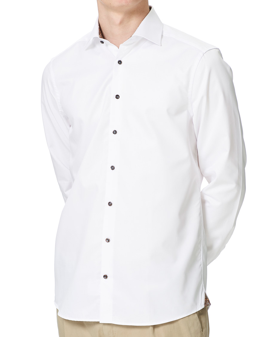 Herre | Skjorter | Stenströms | Slimline Paisley Contrast Shirt White