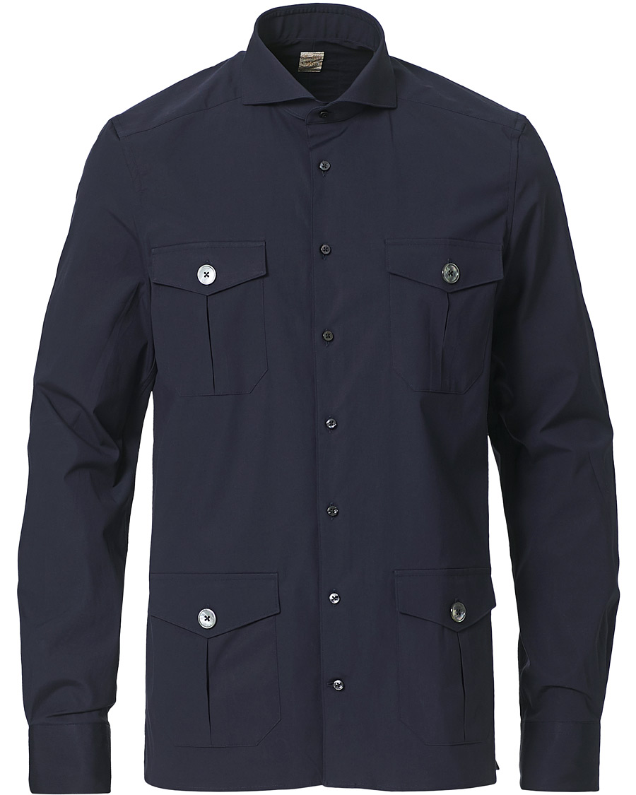 Herre | Skjorter | Stenströms | 1899 Cotton/Elastane Shacket Navy