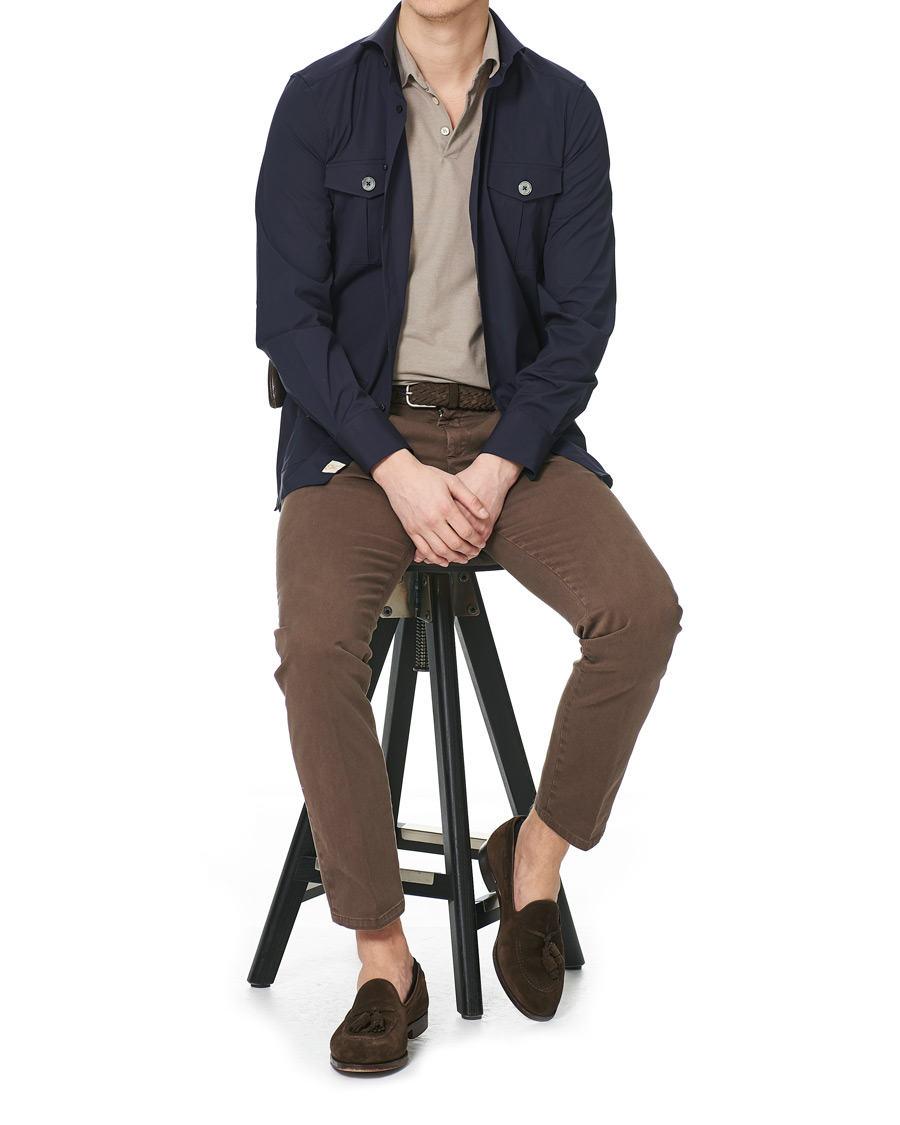 Herre | Skjorter | Stenströms | 1899 Cotton/Elastane Shacket Navy