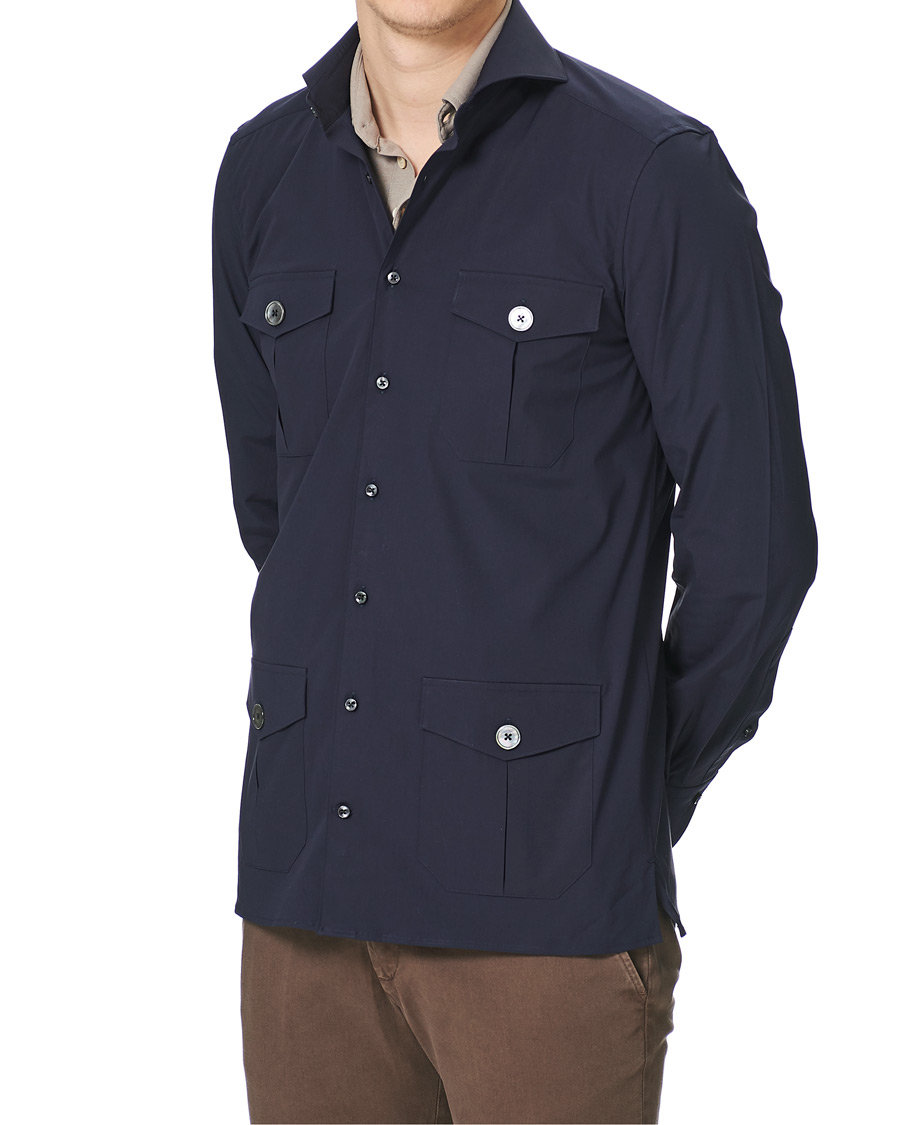 Herre | Skjorter | Stenströms | 1899 Cotton/Elastane Shacket Navy