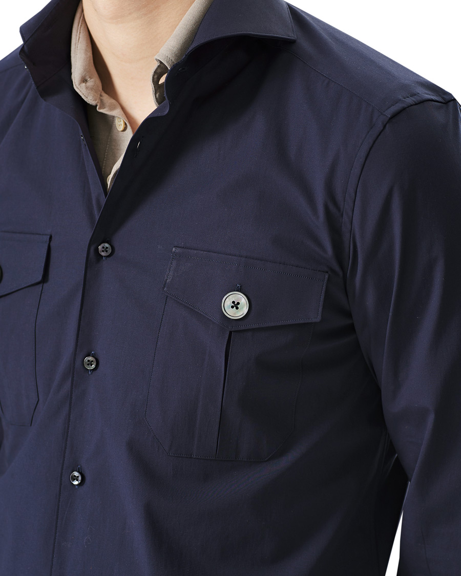 Herre | Skjorter | Stenströms | 1899 Cotton/Elastane Shacket Navy