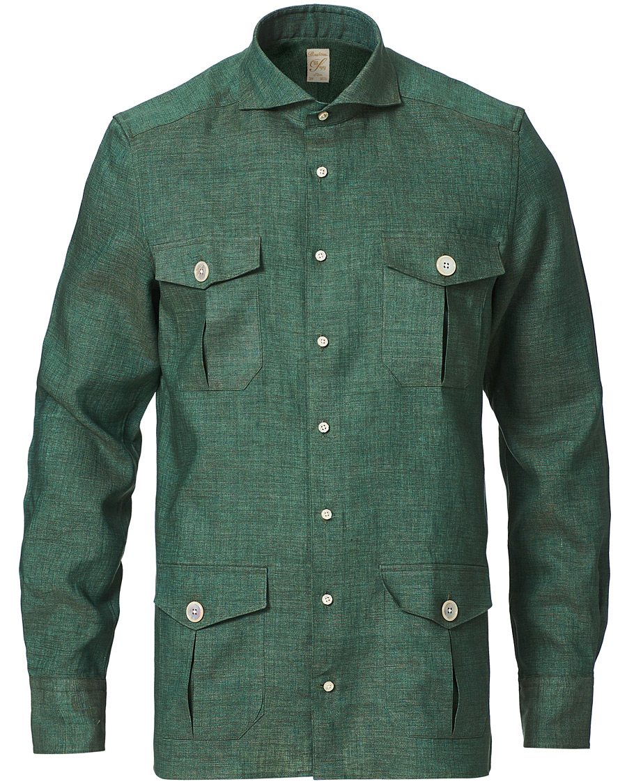 Herre | Skjorter | Stenströms | 1899 Slimline Linen Shacket Green