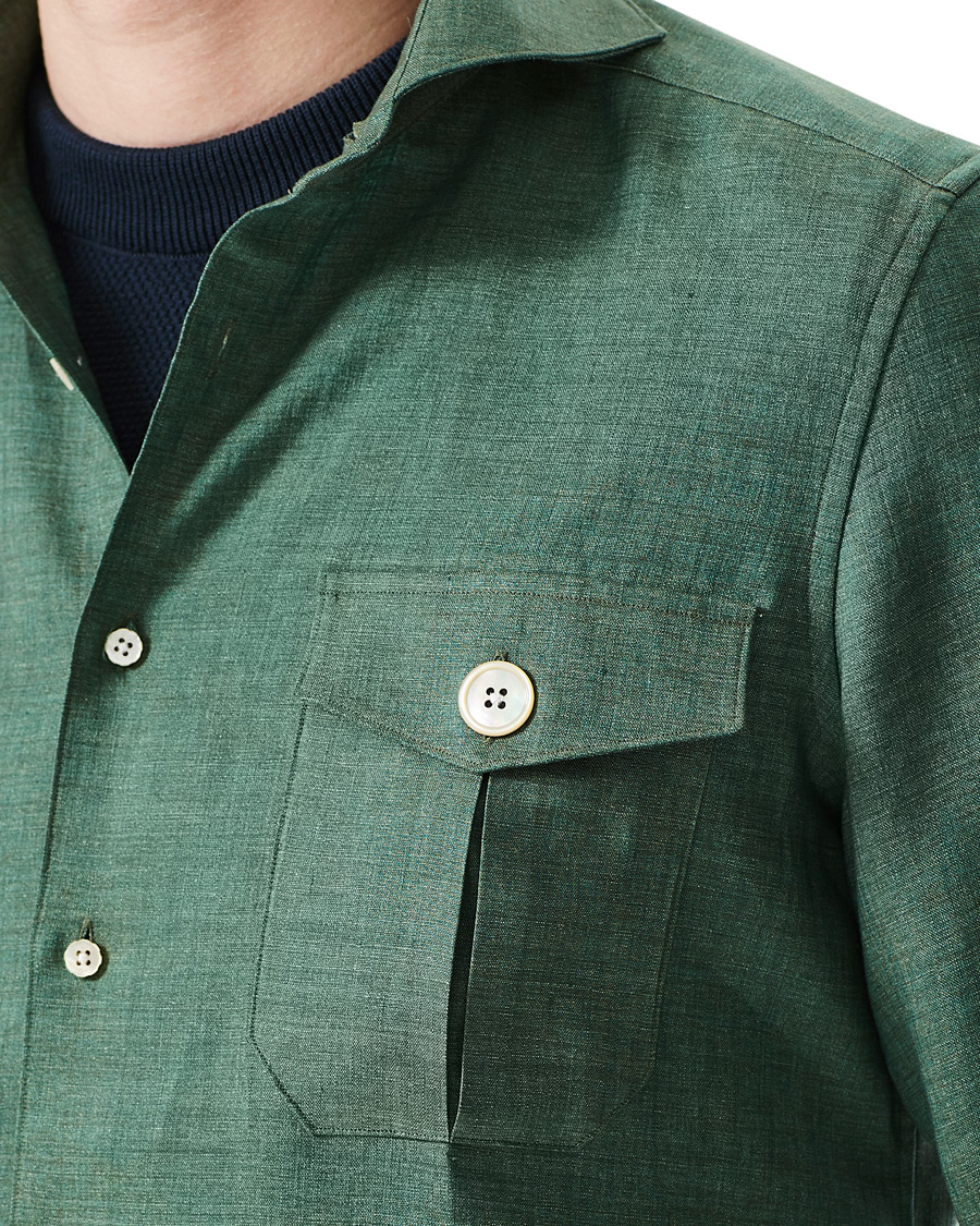 Herre | Skjorter | Stenströms | 1899 Slimline Linen Shacket Green