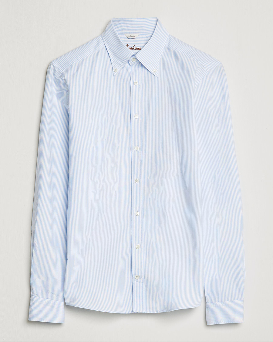 Herre | Skjorter | Stenströms | Slimline Washed Striped Oxford Shirt Light Blue