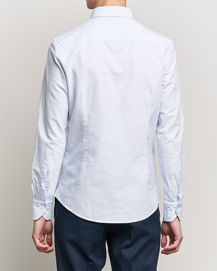 Herre | Skjorter | Stenströms | Slimline Washed Striped Oxford Shirt Light Blue