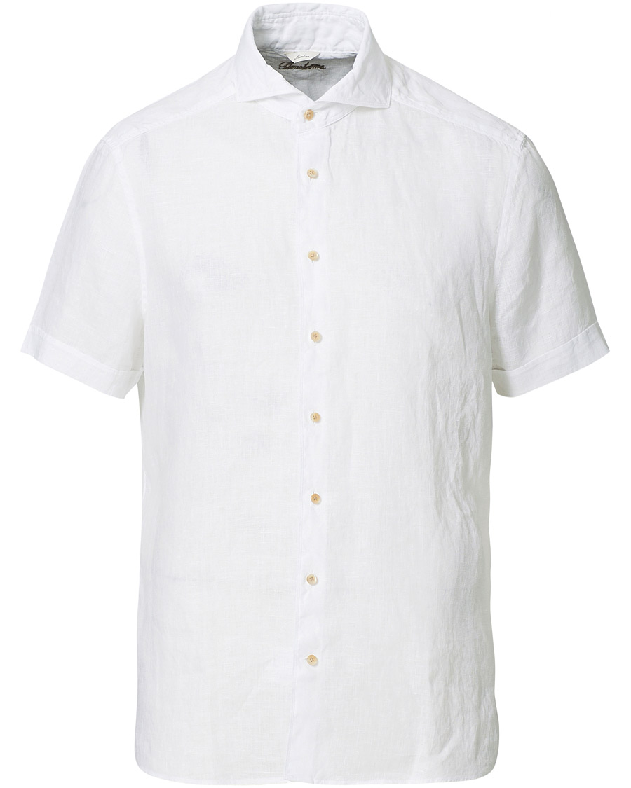 Herre | Skjorter | Stenströms | Slimline Short Sleeve Linen Shirt White